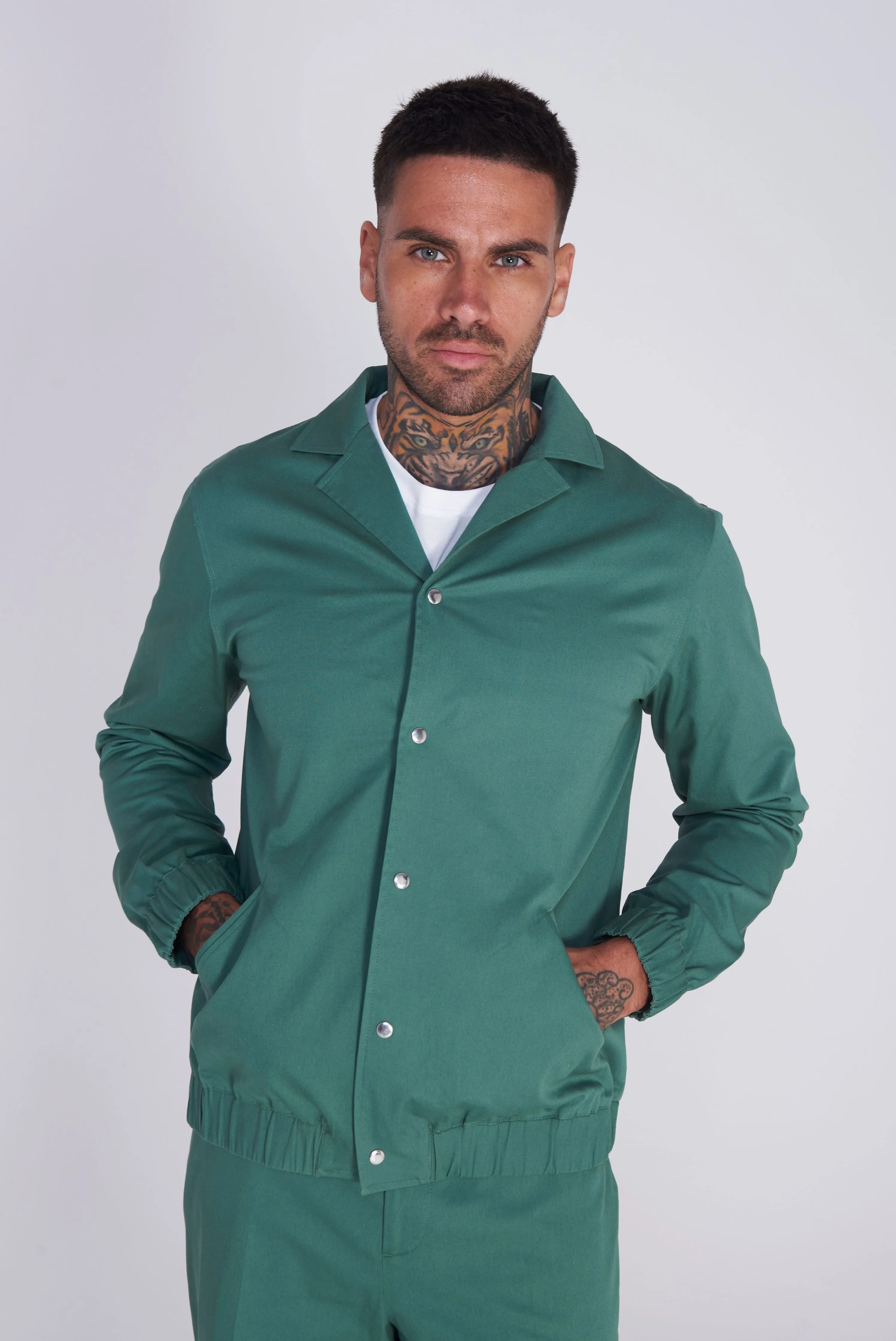 Cadiz Shacket Cotton Jacket in Green