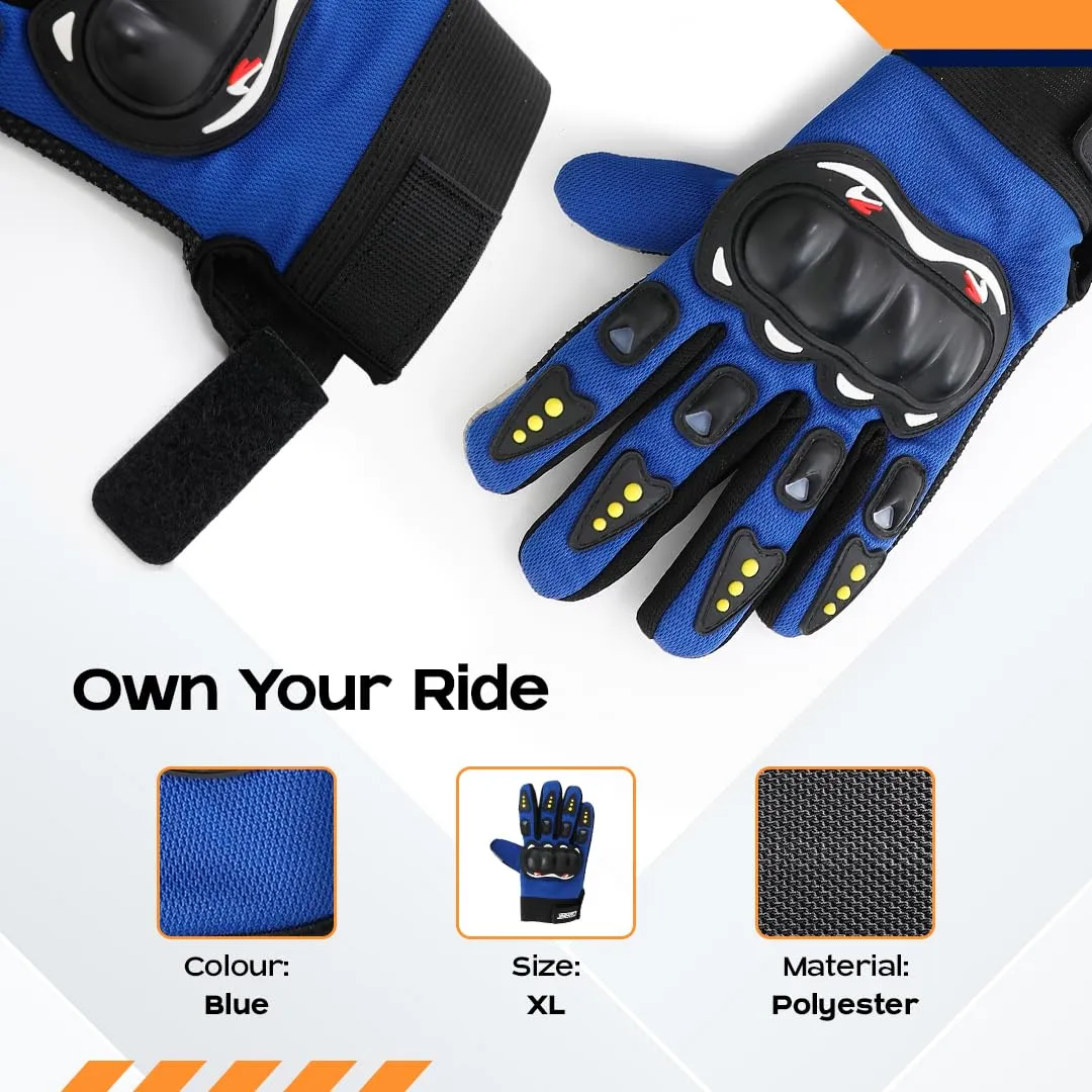 CARBINIC Bike Riding Gloves for Men Women | Adjustable Wrist, Strong Knuckle Protection | Touch Screen Sensitivity at Thumb & Index | Washable & Breathable Hand Gloves | Bike Accessories | XL, Blue