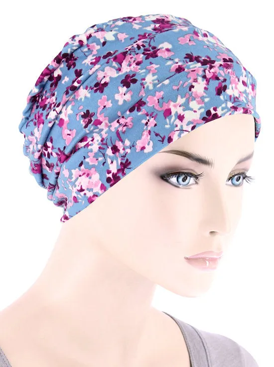 Cloche Cap Blue Pink Petite Floral