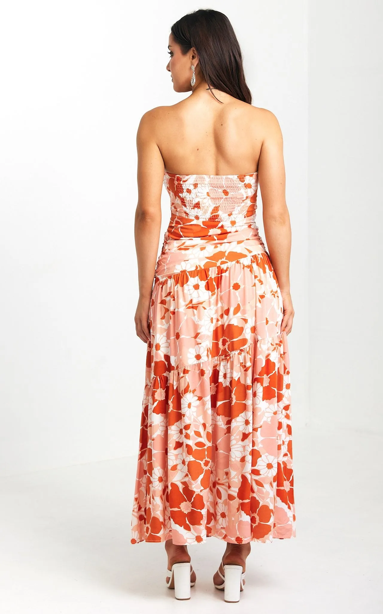 Cosima Maxi Dress - Orange Pink Multi Floral