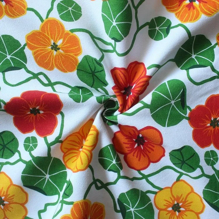 Cotton Green and Orange Flower With Yellow Piping Oven Gloves Pack Of 2