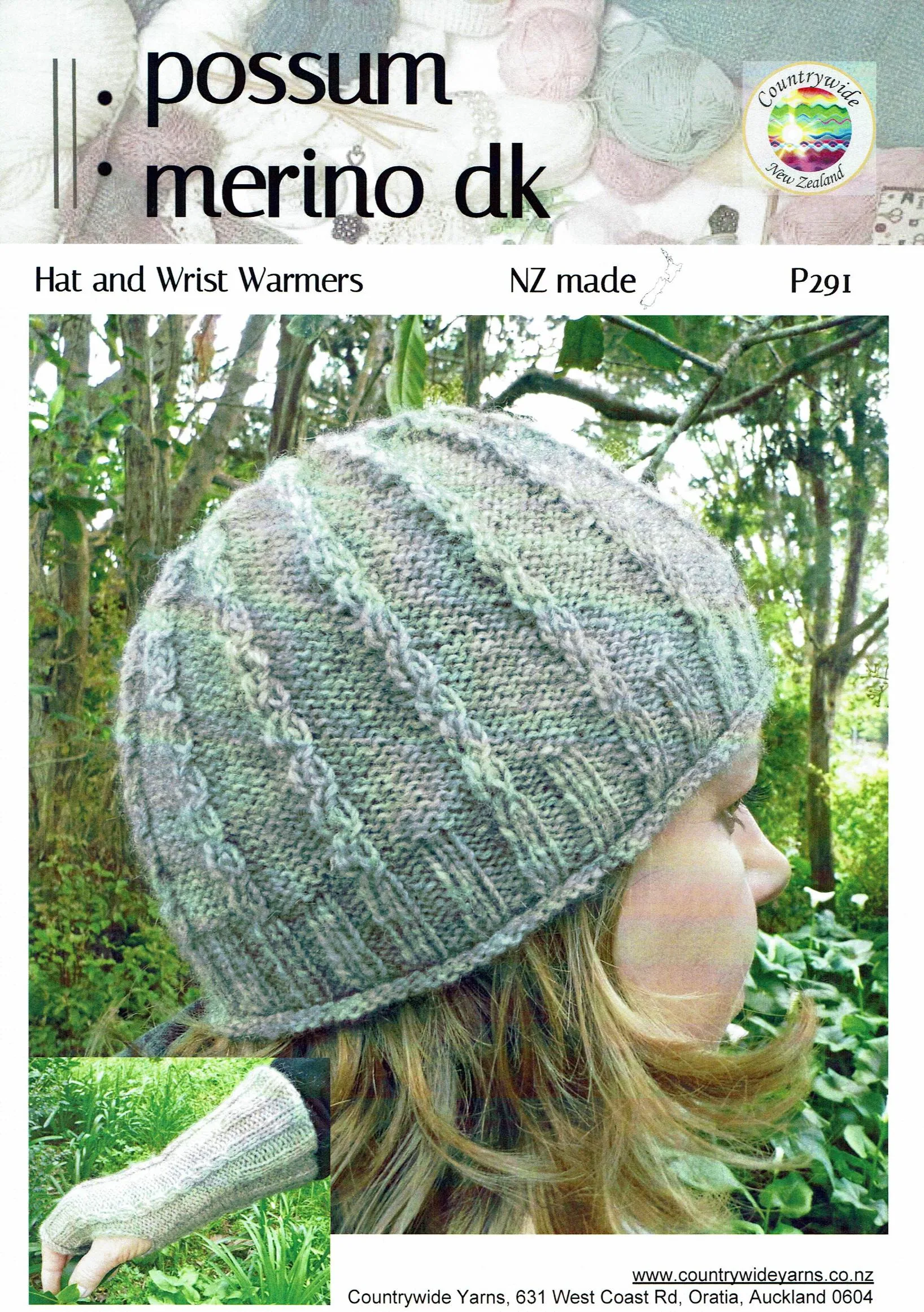 Countrywide 291  Possum Merino DK Hat and Wrist Warmers