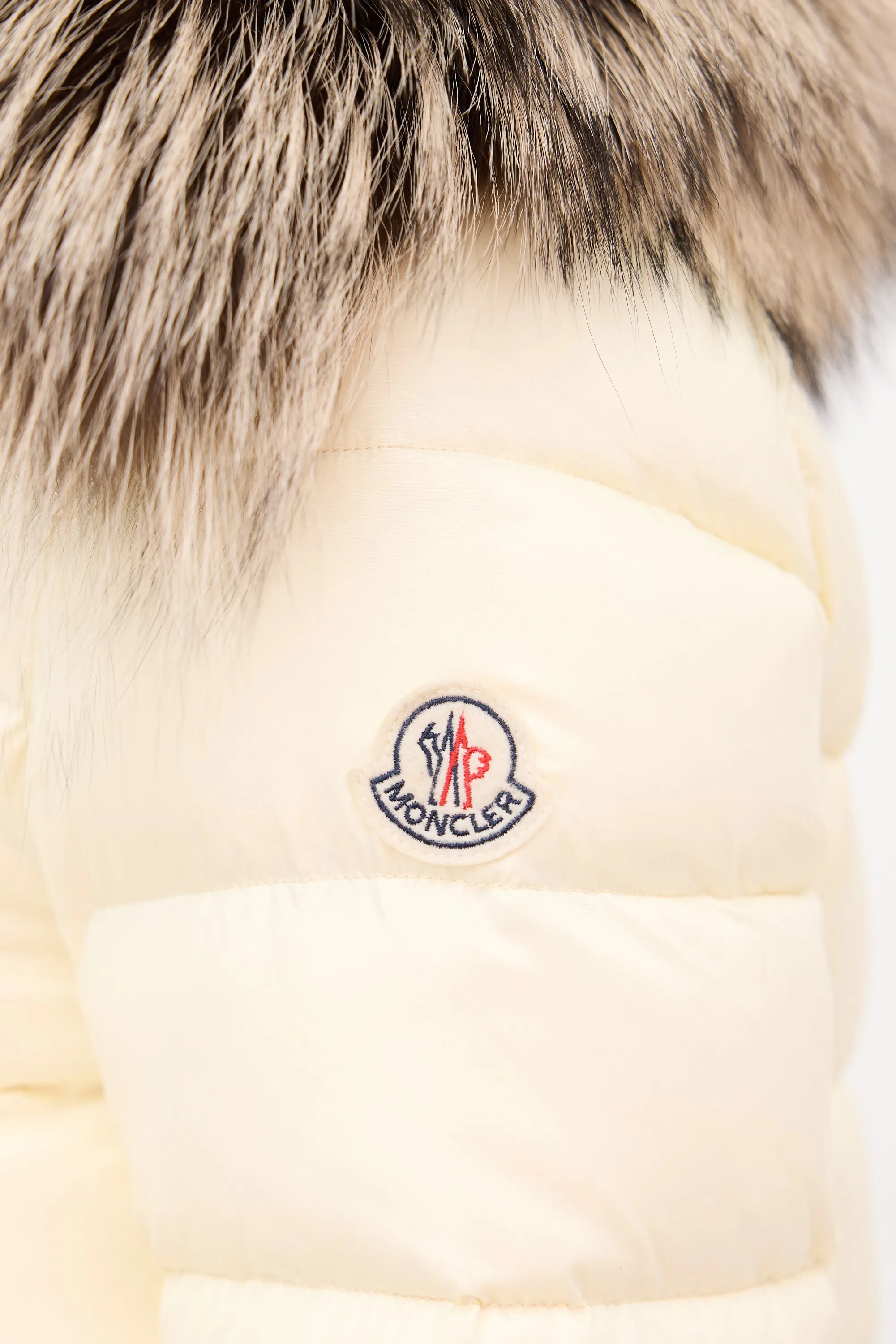 Cream Down & Fur Trim Gelinotte Puffer Jacket