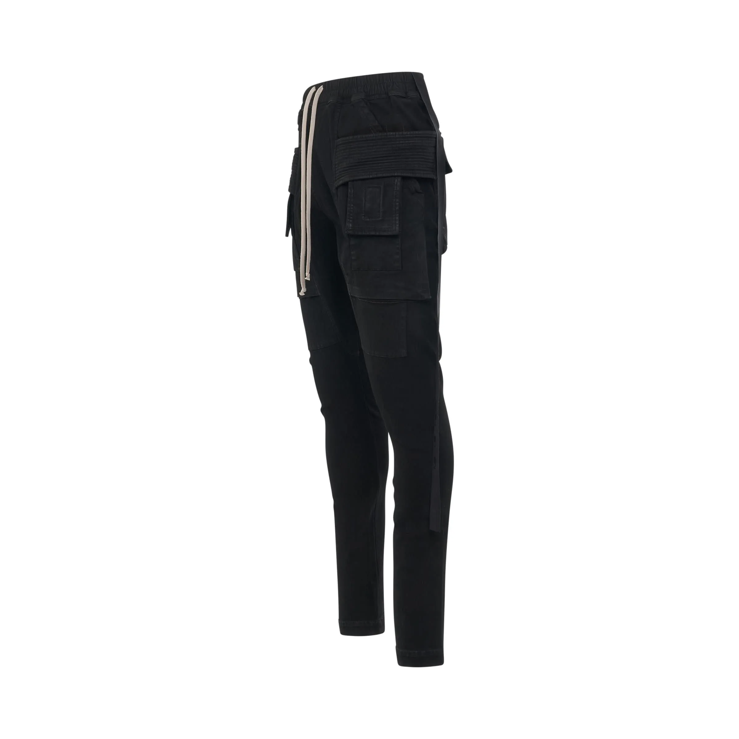 Creatch Cargo Drawstring Denim Pants in Black