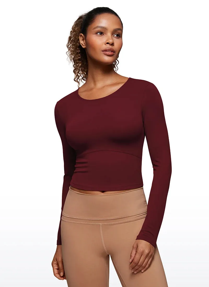 CRZ YOGA Butterluxe Womens Long Sleeve Crop Yoga Shirts Slim Fit Cropped Workout Tops Athletic Casual Basic Tight Shirt