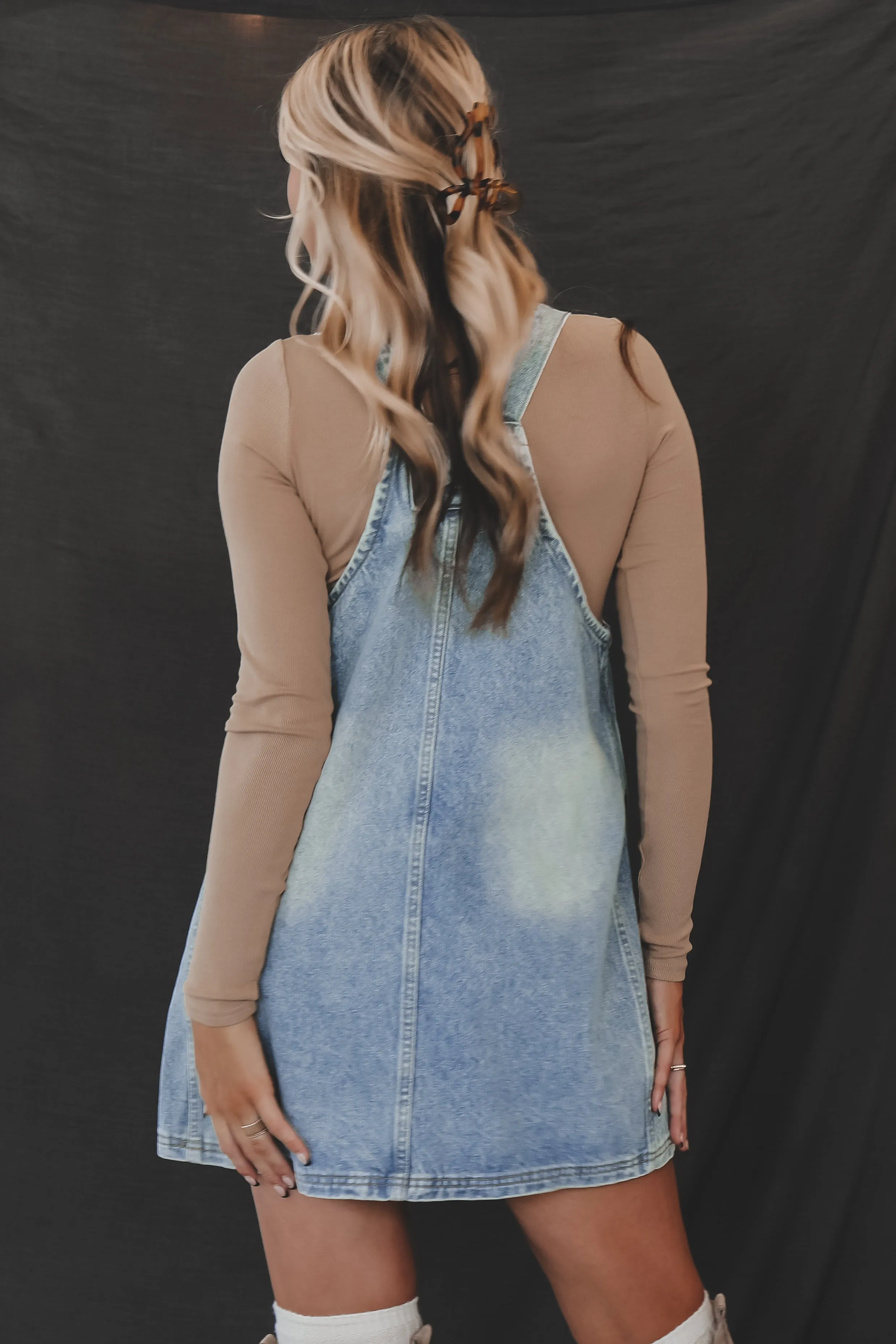 DEAL The Day Is Today Denim Overall Mini Dress