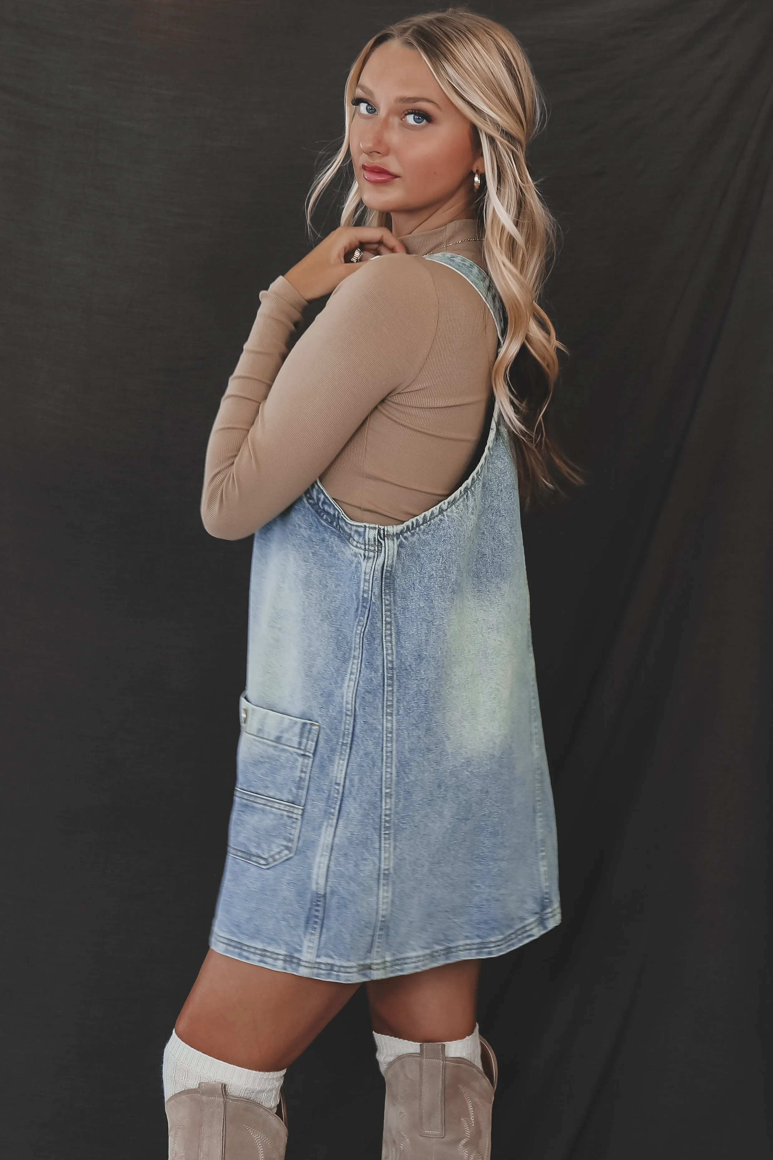 DEAL The Day Is Today Denim Overall Mini Dress