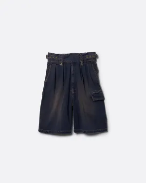 DENIM GURKHA CARGO SHORT PANTS .11【BEACH INDIGO】