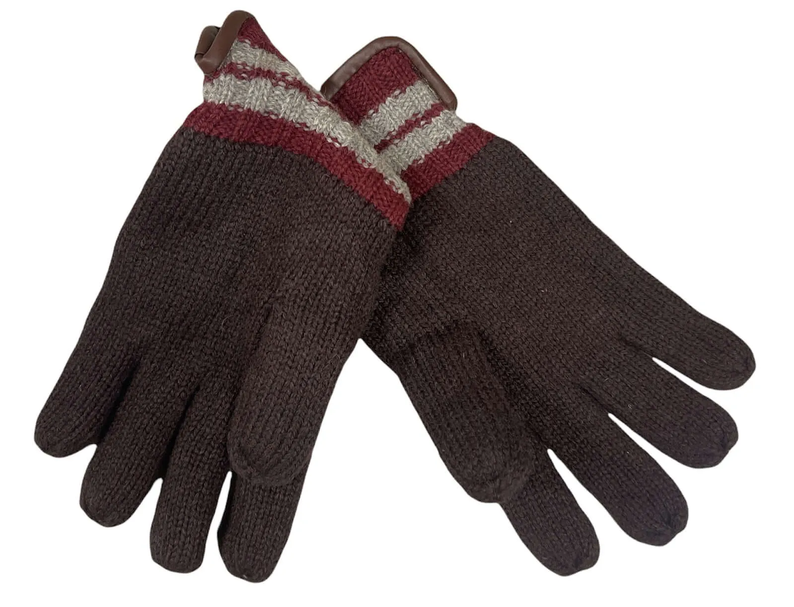 DENTS Wool Gloves Winter w/ Warm Fleece Insulated Thermal Knitted - Brown