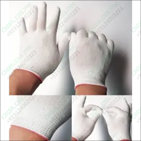 Electronic Anti Static thin Nylon white gloves 13 Nylon Knitted Gloves, For Industrial, Free Size