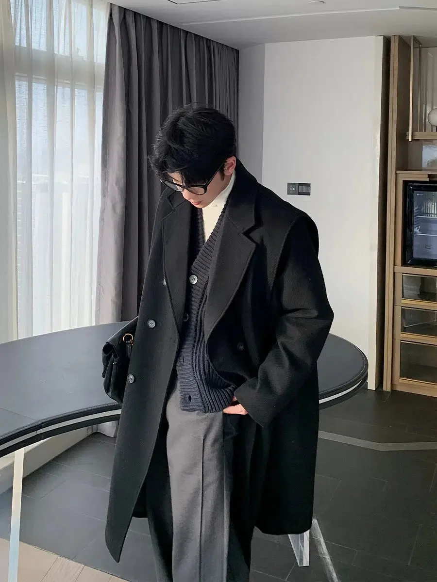 Elegant Double-Breasted Woolen Coat