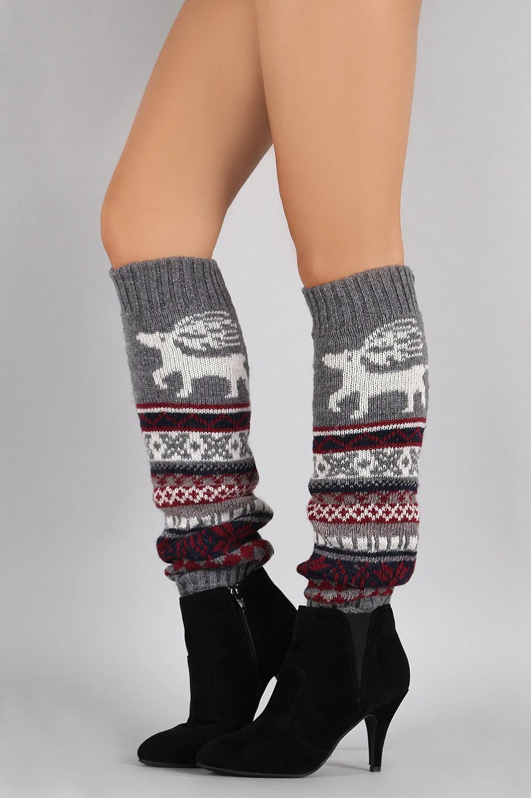 Fair Isle Knit Leg Warmers