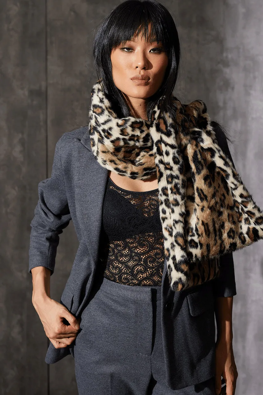 Faux Leopard Fur Scarf