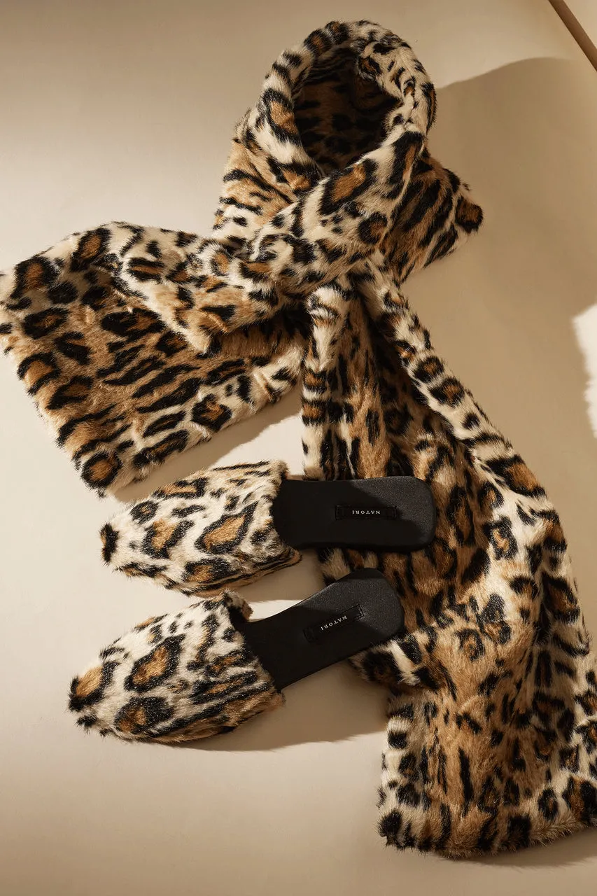 Faux Leopard Fur Scarf