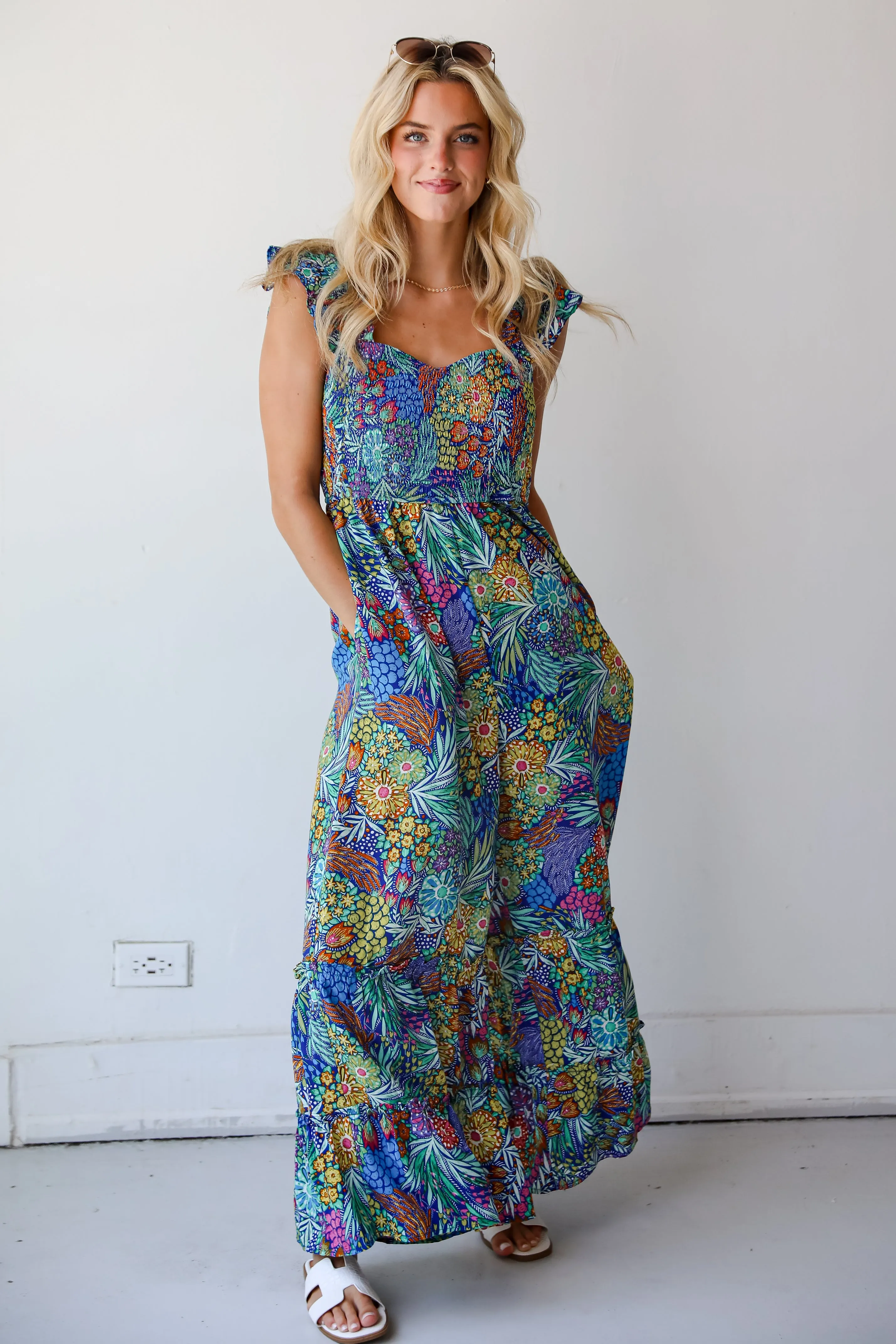 FINAL SALE - Momentous Elegance Blue Floral Jumpsuit