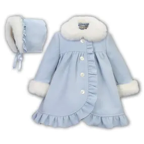 Girls Blue Faux Fur Coat & Hat