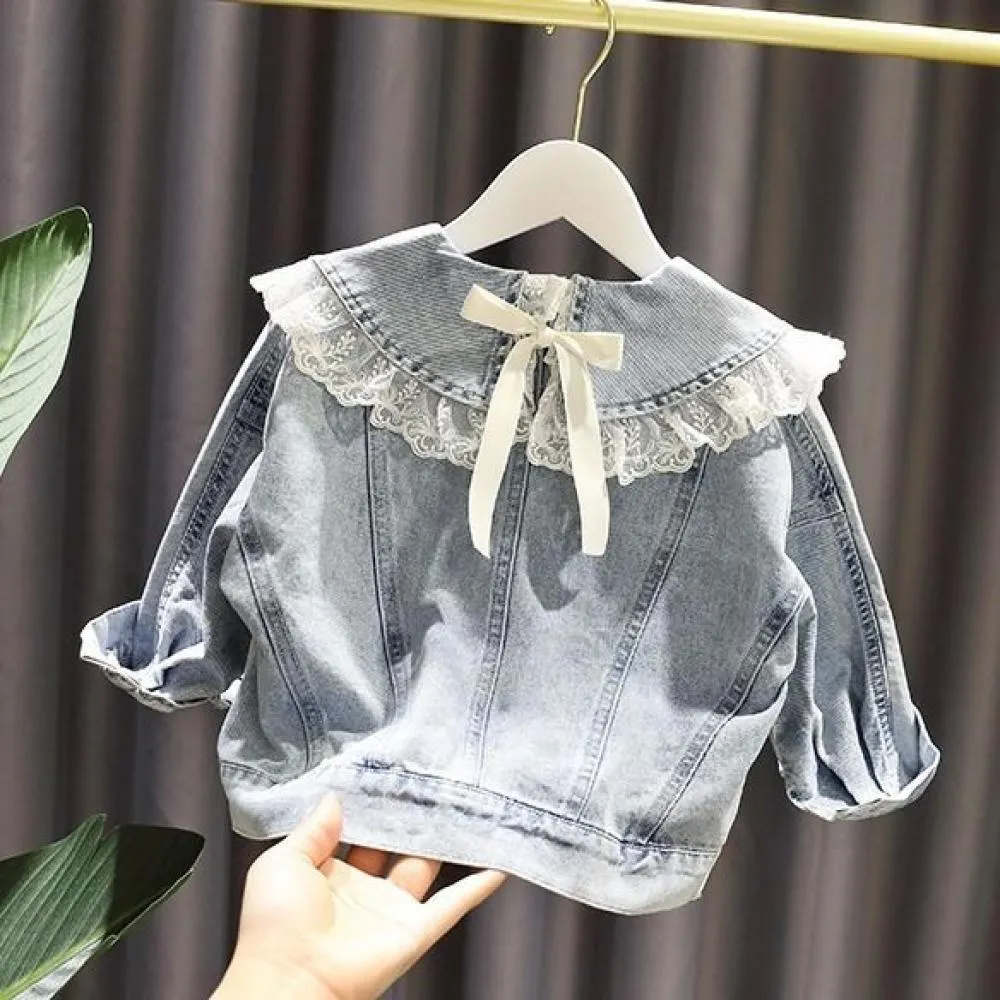 Girls' Denim Jacket Autumn Children's Western Style Wholesale Children Clothing