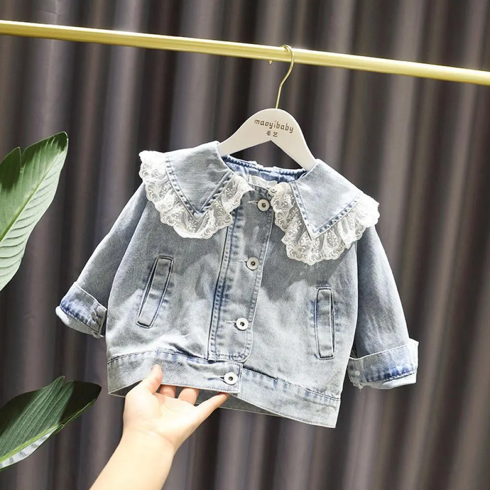 Girls' Denim Jacket Autumn Children's Western Style Wholesale Children Clothing