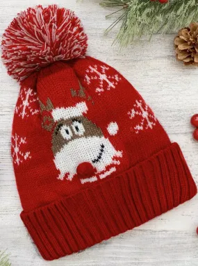 Girls Rudolph My Friend Knit Bobble Hat