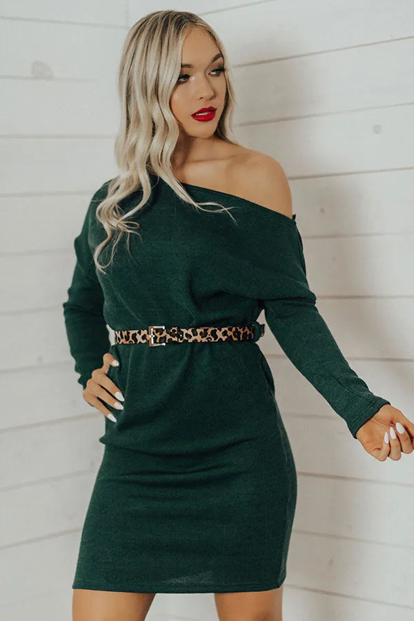 Girls Weekend Sweater Dress In Hunter Green