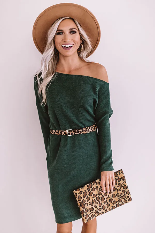 Girls Weekend Sweater Dress In Hunter Green