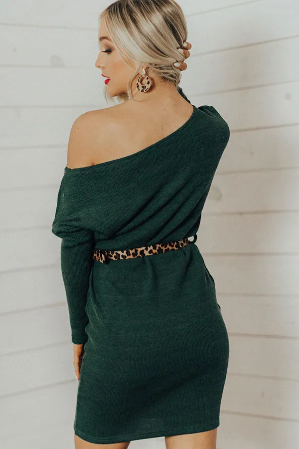 Girls Weekend Sweater Dress In Hunter Green