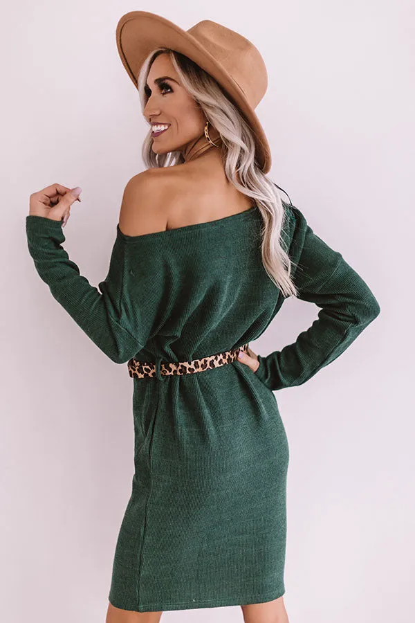 Girls Weekend Sweater Dress In Hunter Green