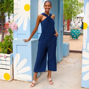 Grecian Halter Pocket Jumpsuit - Navy - Final Sale!