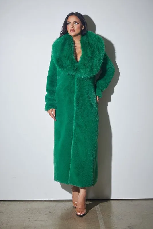 Green Luxe Fur Maxi Coat