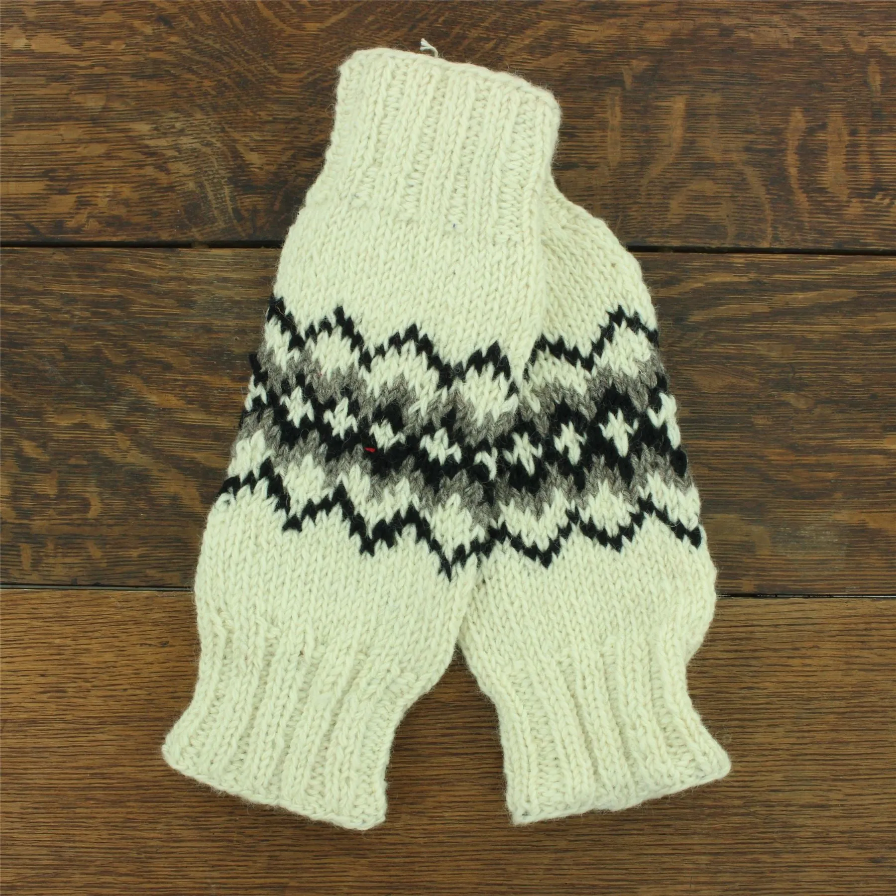 Hand Knitted Wool Leg Warmers - Fairisle Cream