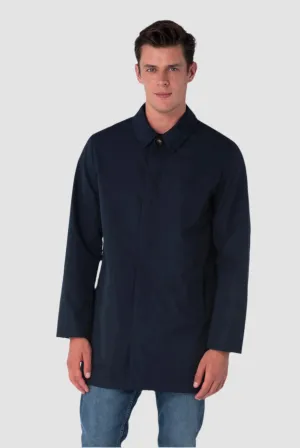 HARRISON Navy Single Breasted Trench Coat