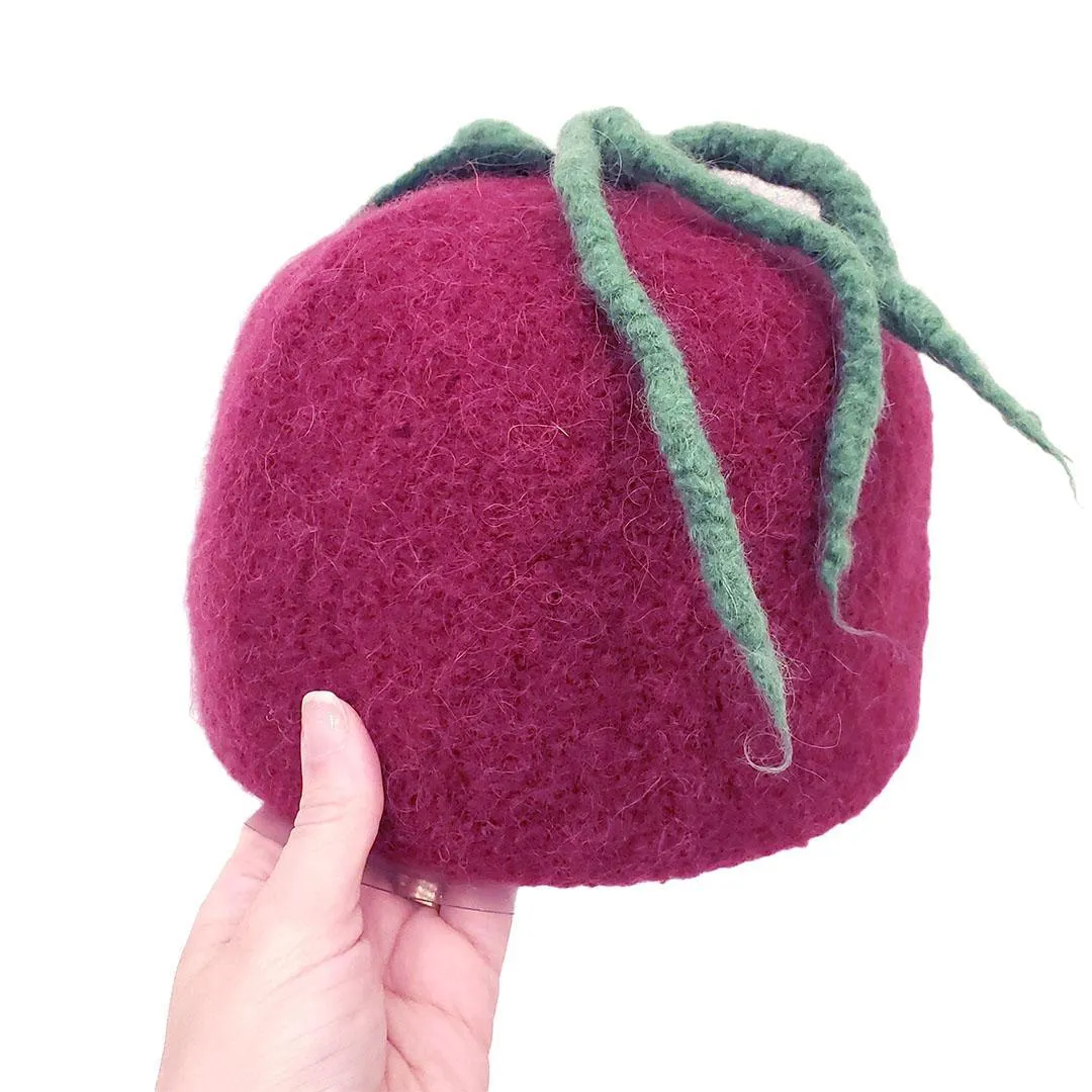 Hat - Beet Felted Wool Cap (Assorted Sizes) by Snooter-doots