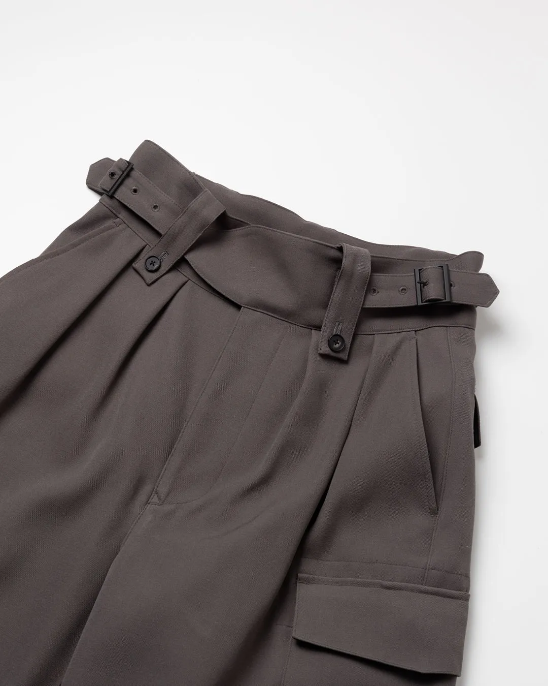 HEAVY WOOL GABARDINE GURKHA CARGO PANTS .11【GUNMETAL】