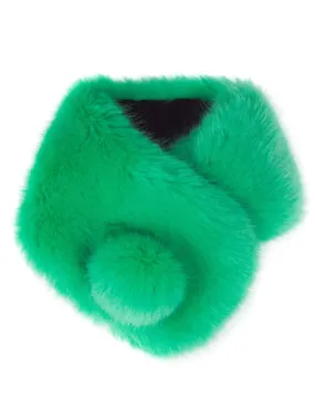 Helen Moore (CS) Green Faux Fur Pom Pom Collar