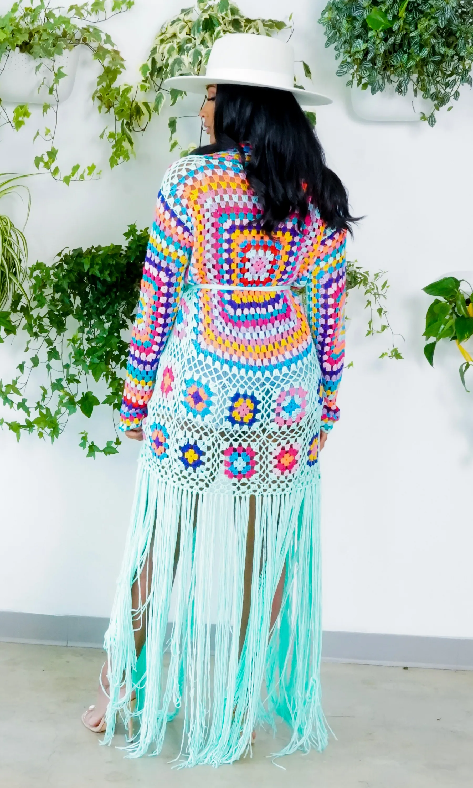 Hollywood | Fringe Crotchet Cardigan - Mint