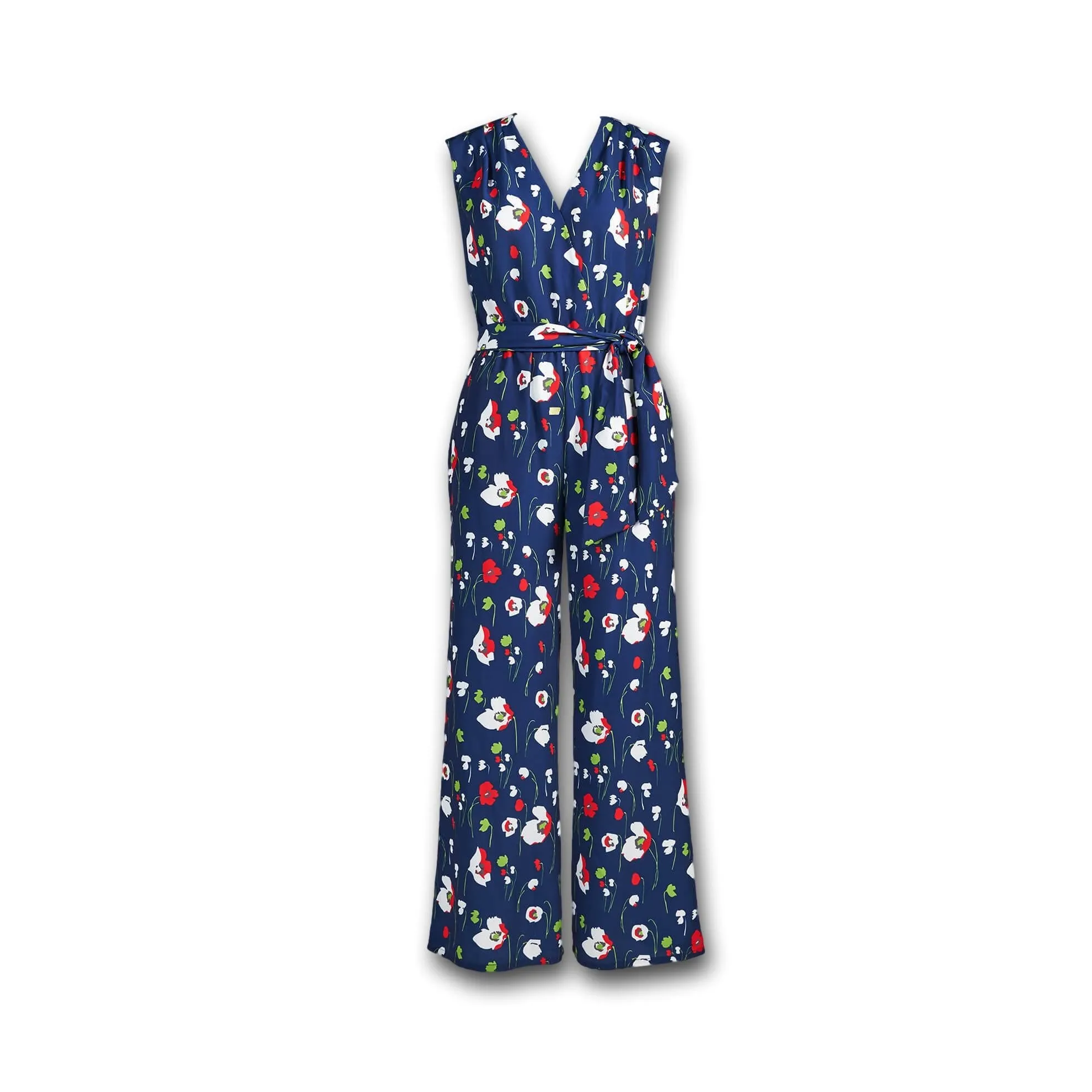 J. Peterman Women's Spring Floral Wide Leg Jumpsuit - Navy