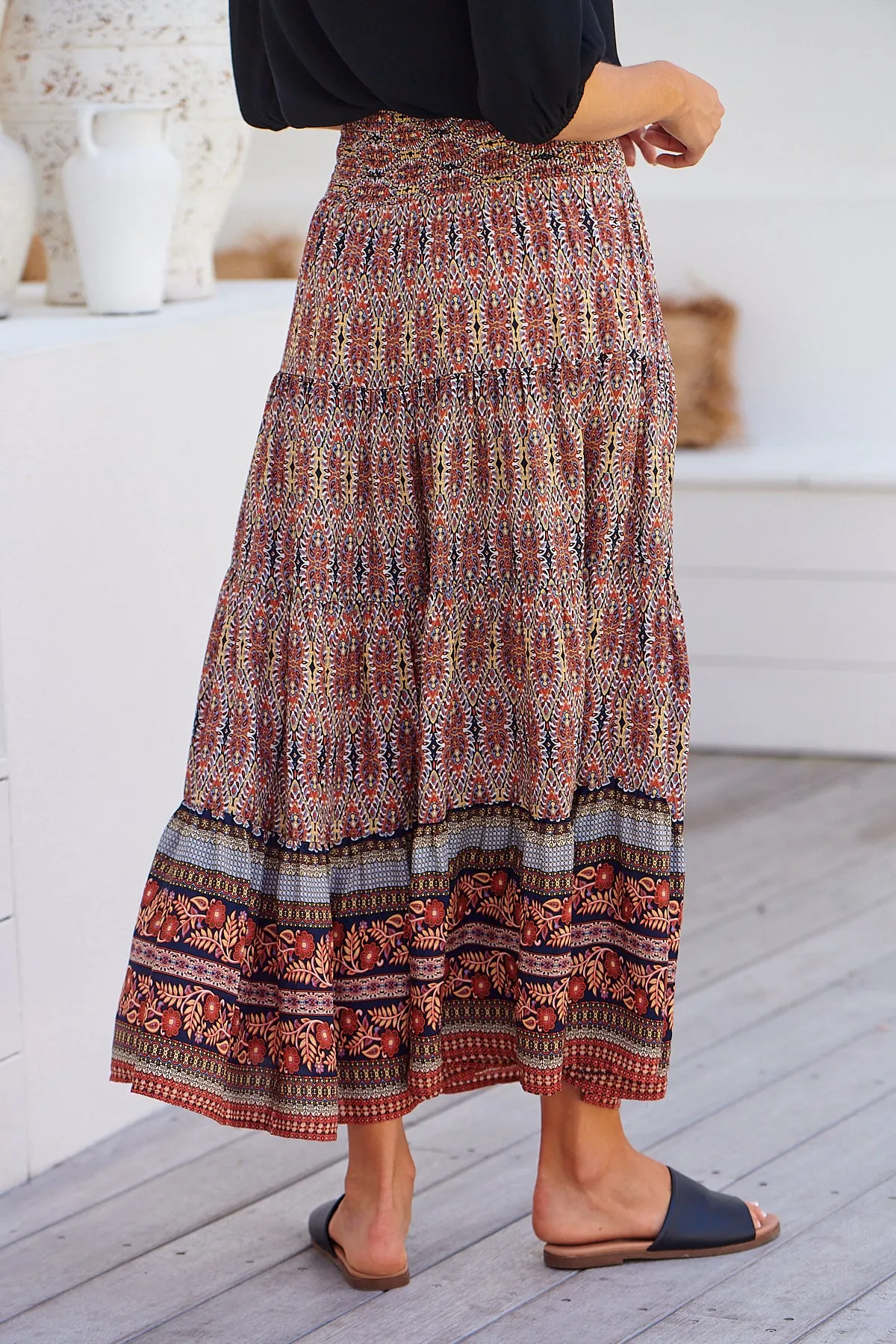 Josephine Multi Boho Print Maxi Skirt