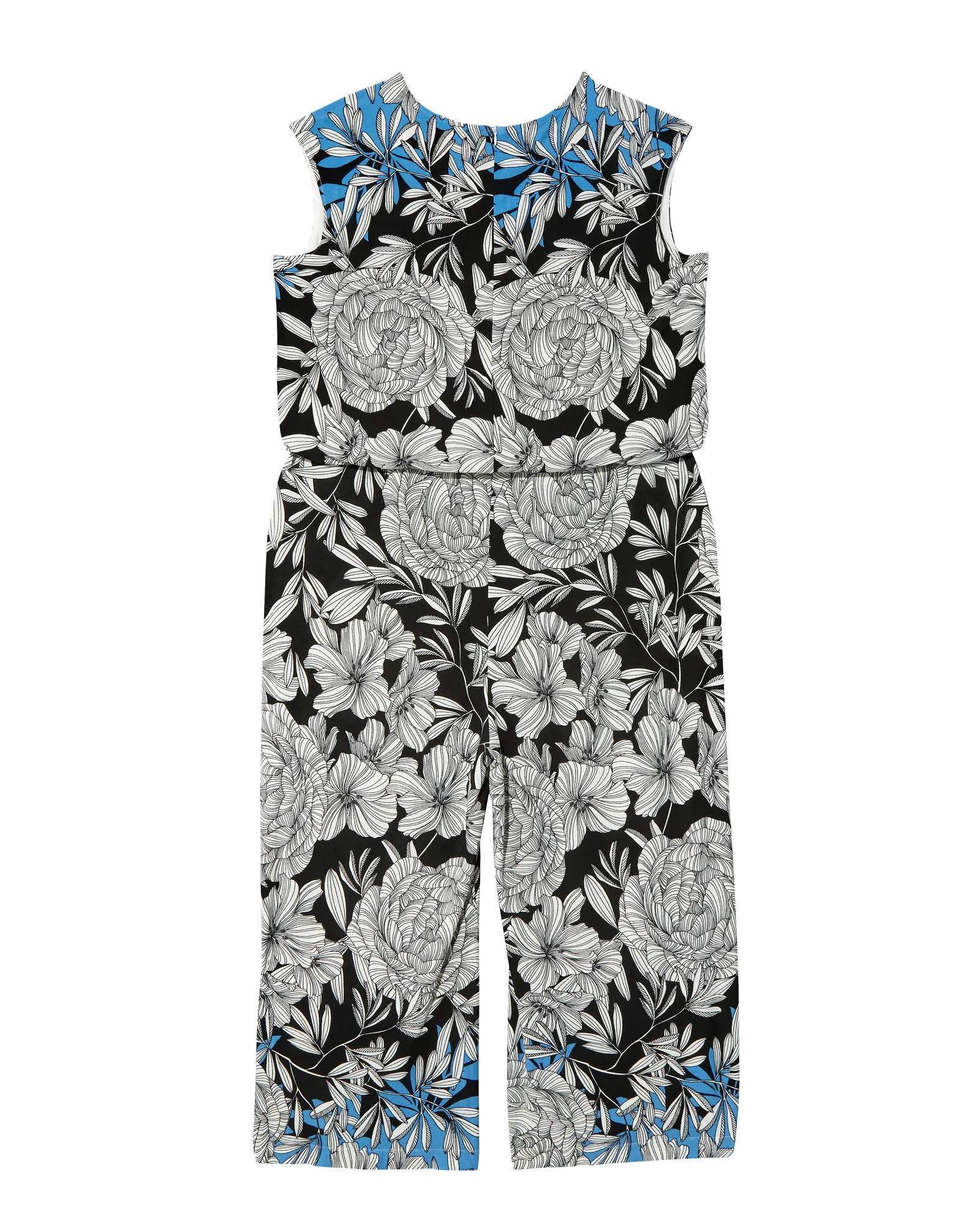 Kelton Knit Printed Jumpsuit | White / Royal Blue