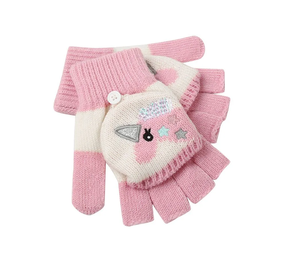 Kids Knit Unicorn Beanie & Gloves Set