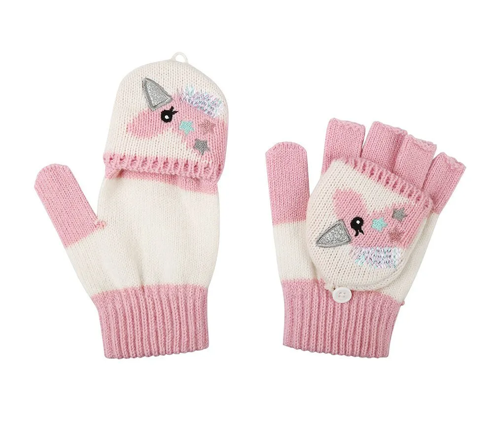 Kids Knit Unicorn Beanie & Gloves Set