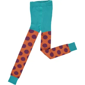 Kids Orange Big Spot Footless Tights - AGE 3-4 YEARS