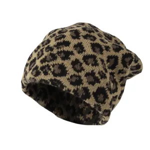 Knitted Beanie Leopard Pattern Hat Soft Warm Watch Cap XZ50073