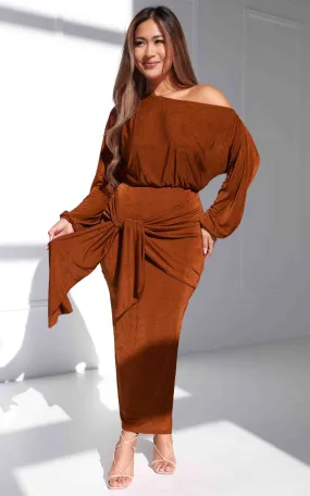 Kobe Maxi Dress - Rust Sheen