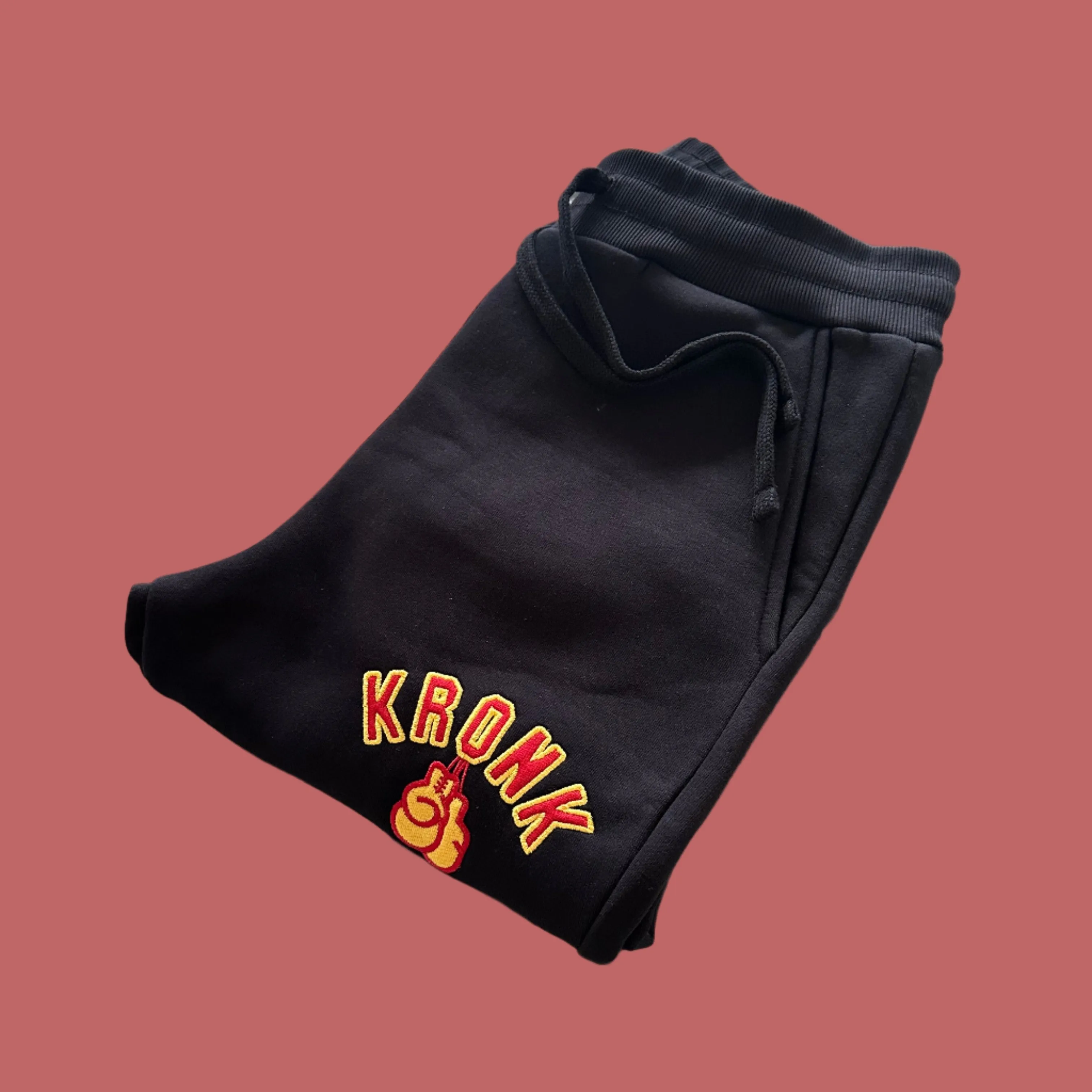 KRONK Gloves Applique Joggers Athletic Fit Black