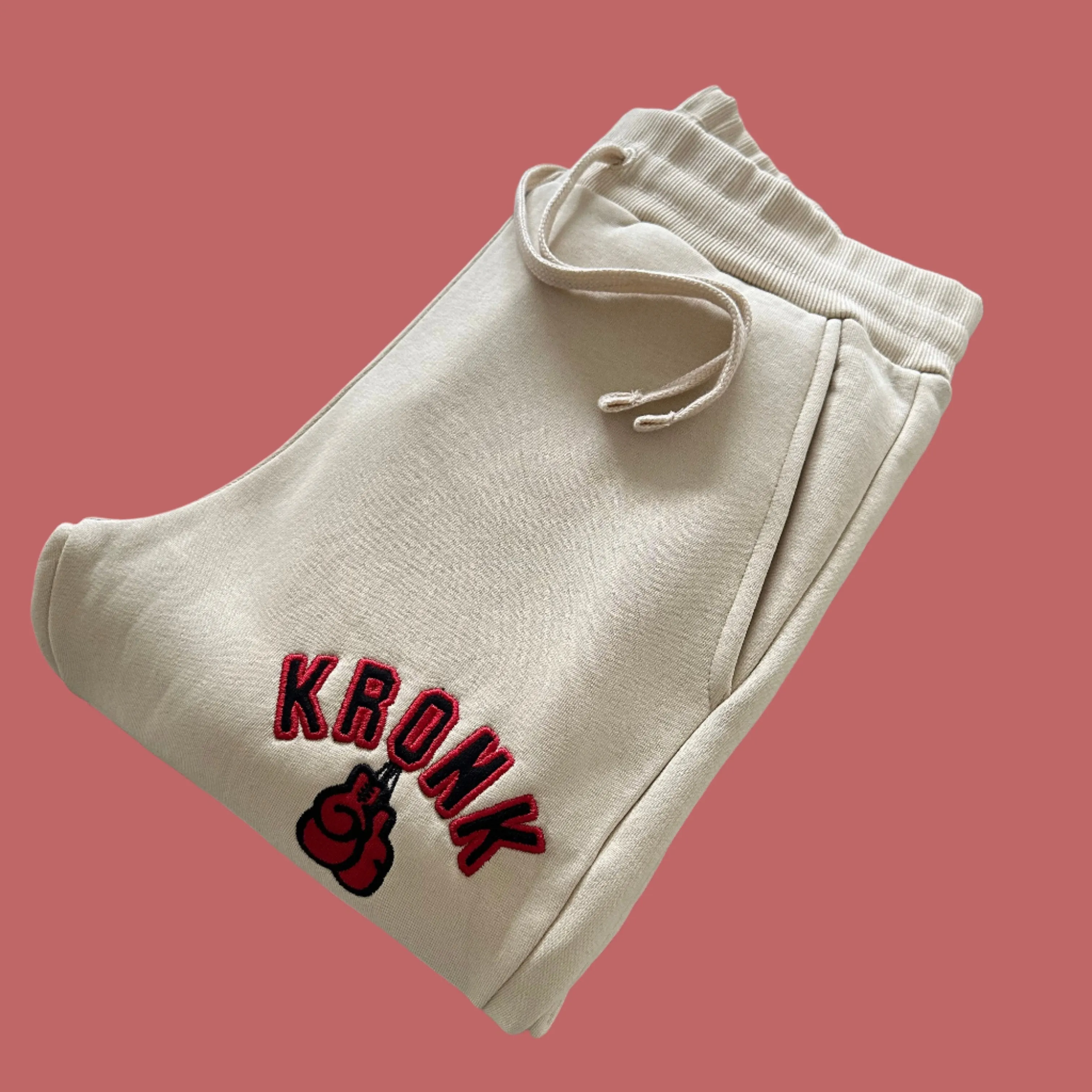 KRONK Gloves Applique Joggers Athletic Fit Ecru