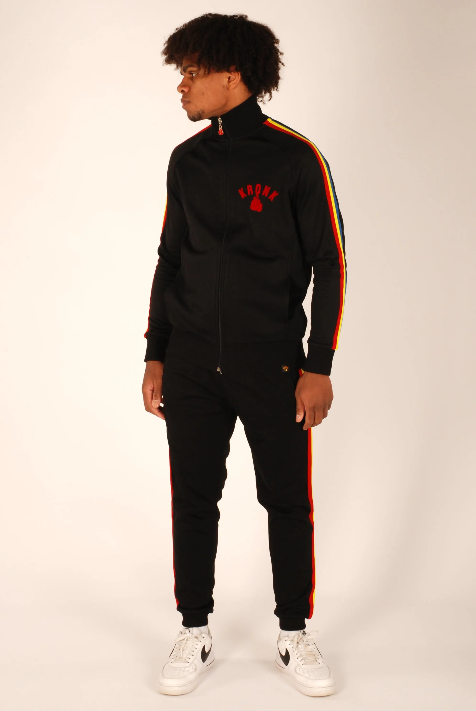 KRONK One Colour Gloves Full Zip Stripe Sleeve Track Top Black