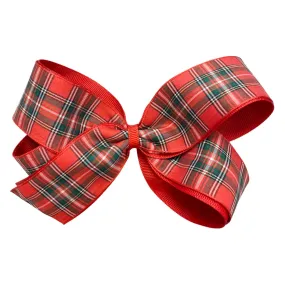 Large Holiday Plaid Layered Hair Bow on Clippie