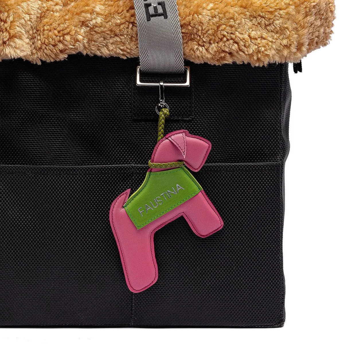 Leather Charms Dog Carrier Pink/Green