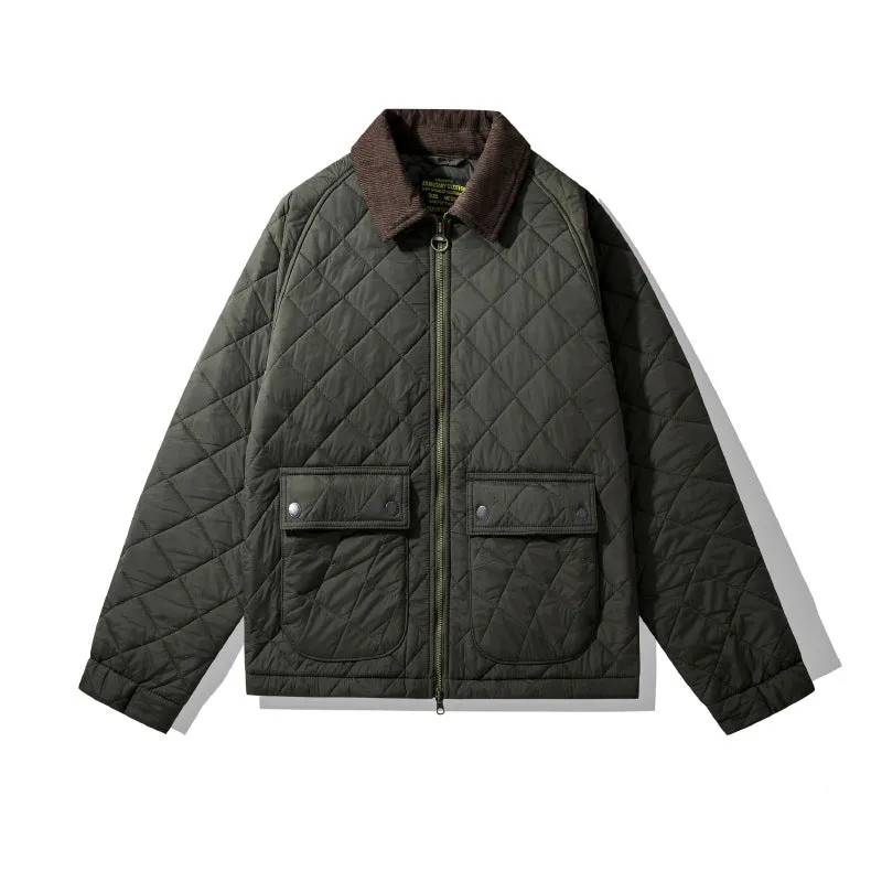 Men's Corduroy Jacket Jacket Rhombus Cotton Jacket