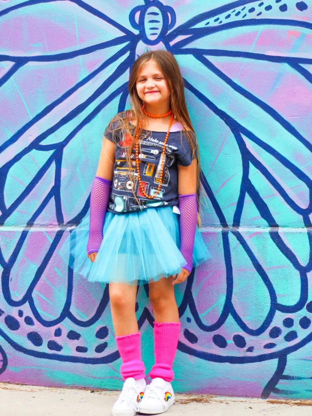 Neon Blue 80's Costume Tutu & Accessories for Kids